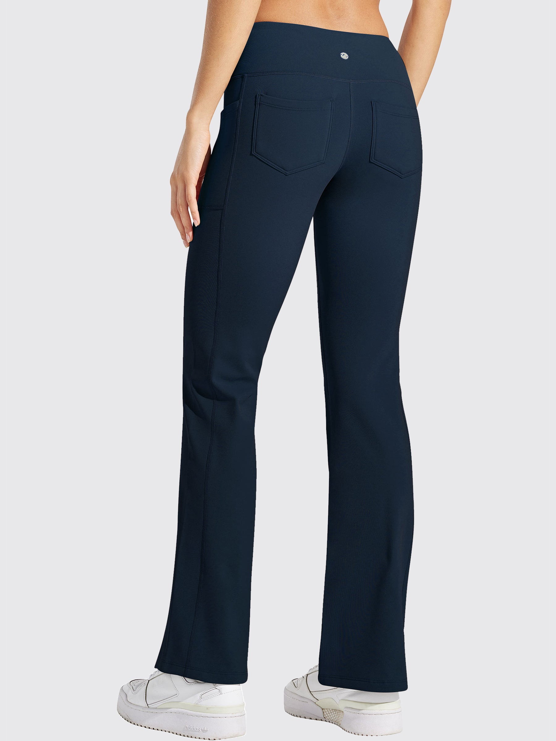Womens Fleece Lined Crossover Flared Leggings deep blue