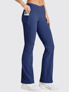 Womens Fleece Lined Crossover Flared Leggings navy