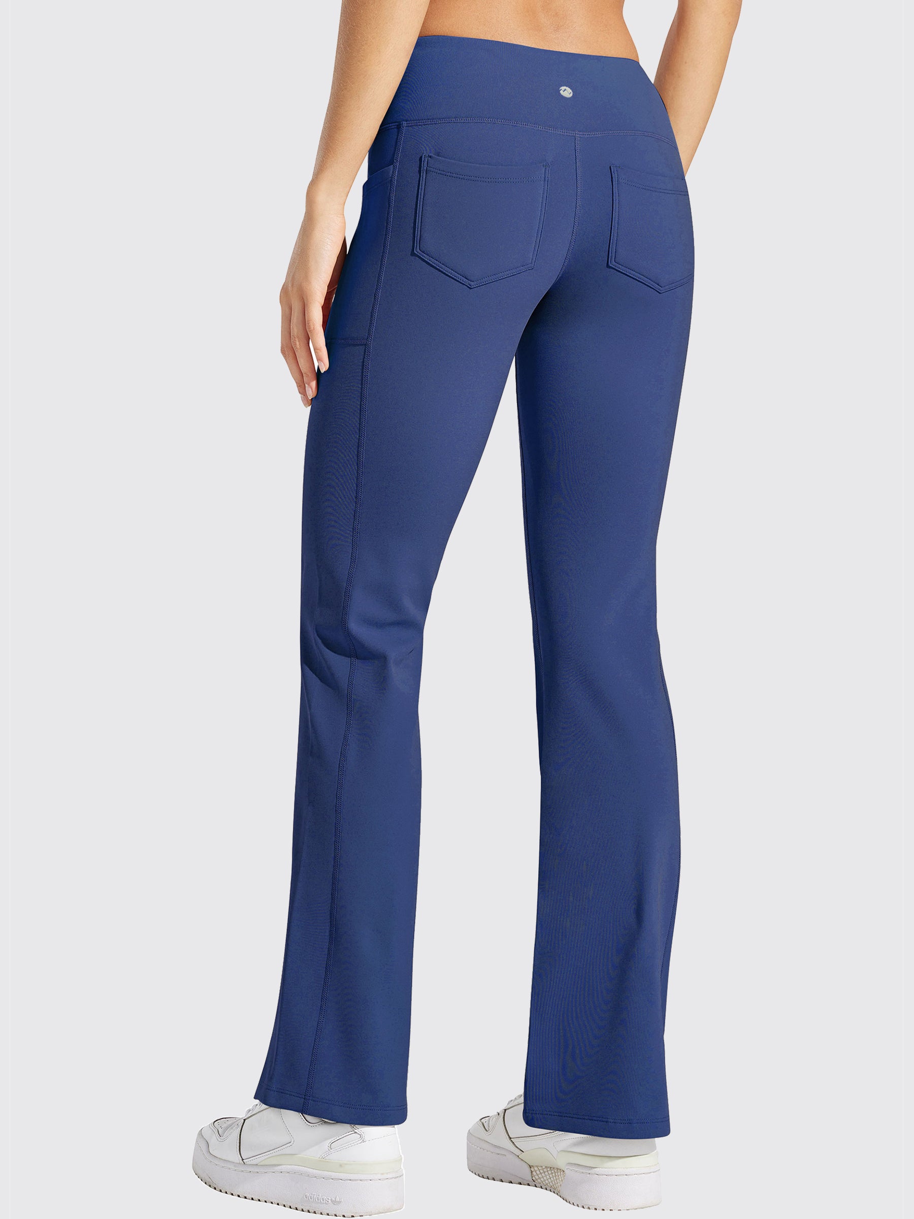 Womens Fleece Lined Crossover Flared Leggings navy