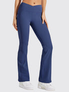 Womens Fleece Lined Crossover Flared Leggings navy