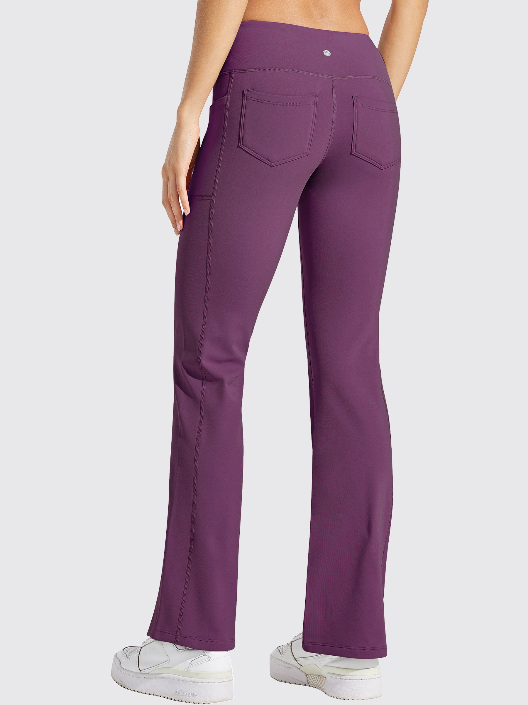 Womens Fleece Lined Crossover Flared Leggings purple
