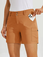 Womens High Waist Cargo Shorts 5 Inch copper2