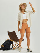 Womens High Waist Cargo Shorts 5 Inch copper4