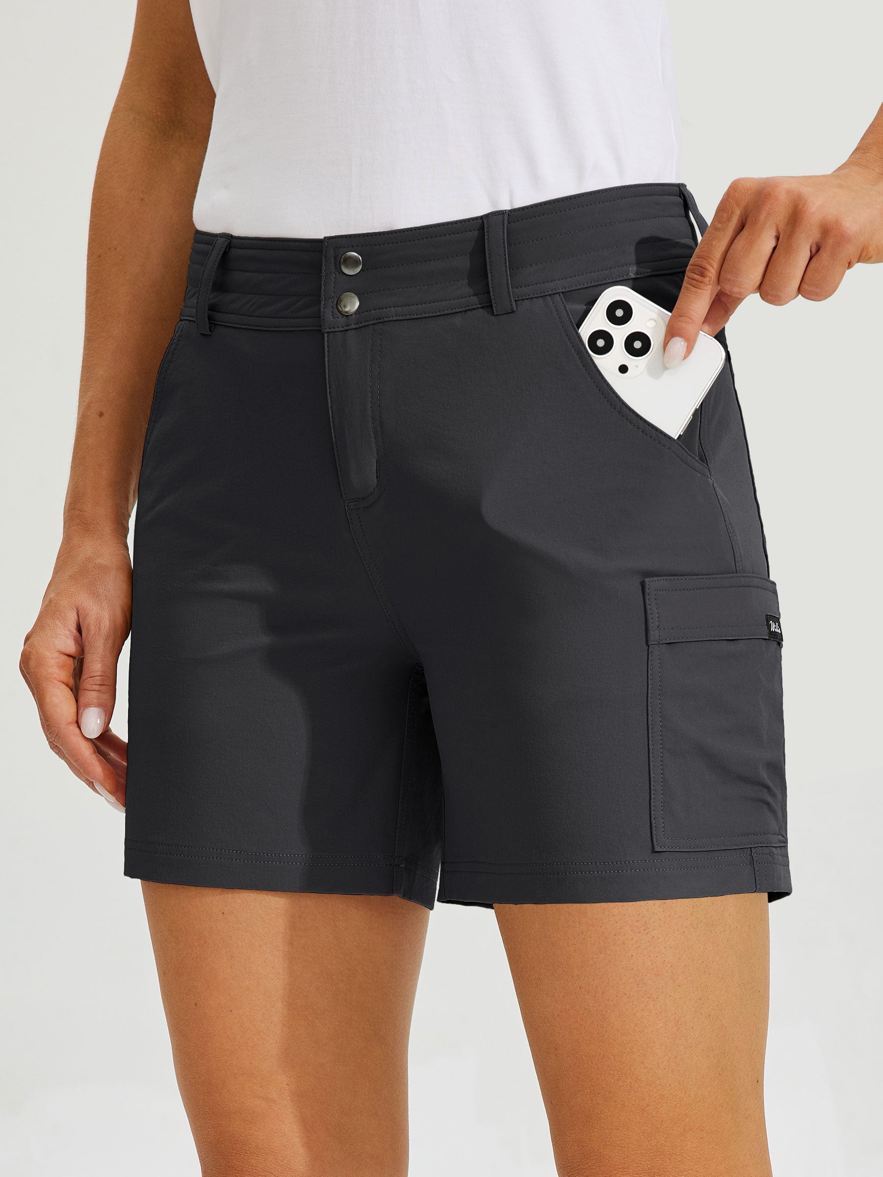 Womens High Waist Cargo Shorts 5 Inch dark gray2