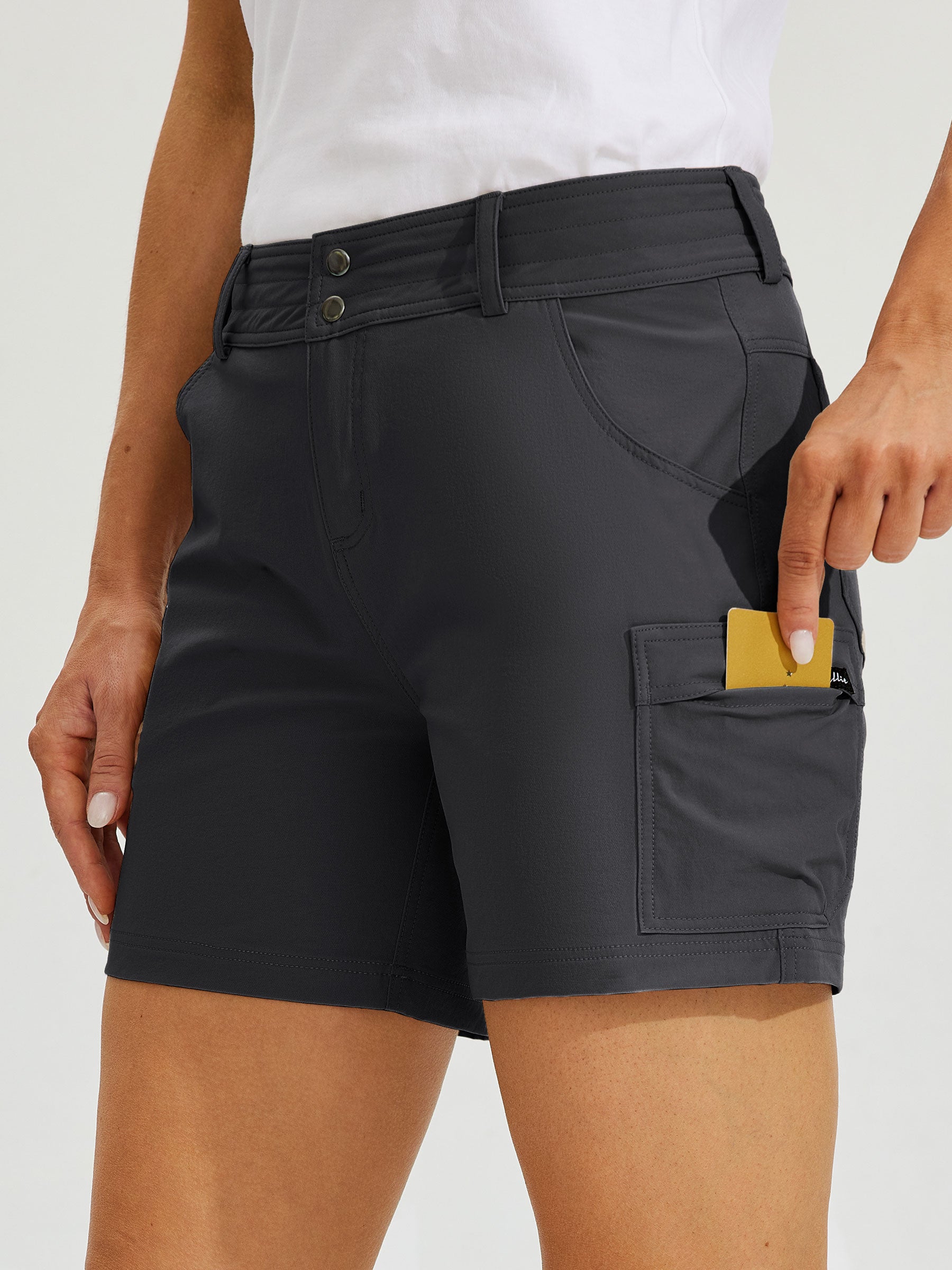 Womens High Waist Cargo Shorts 5 Inch dark gray3