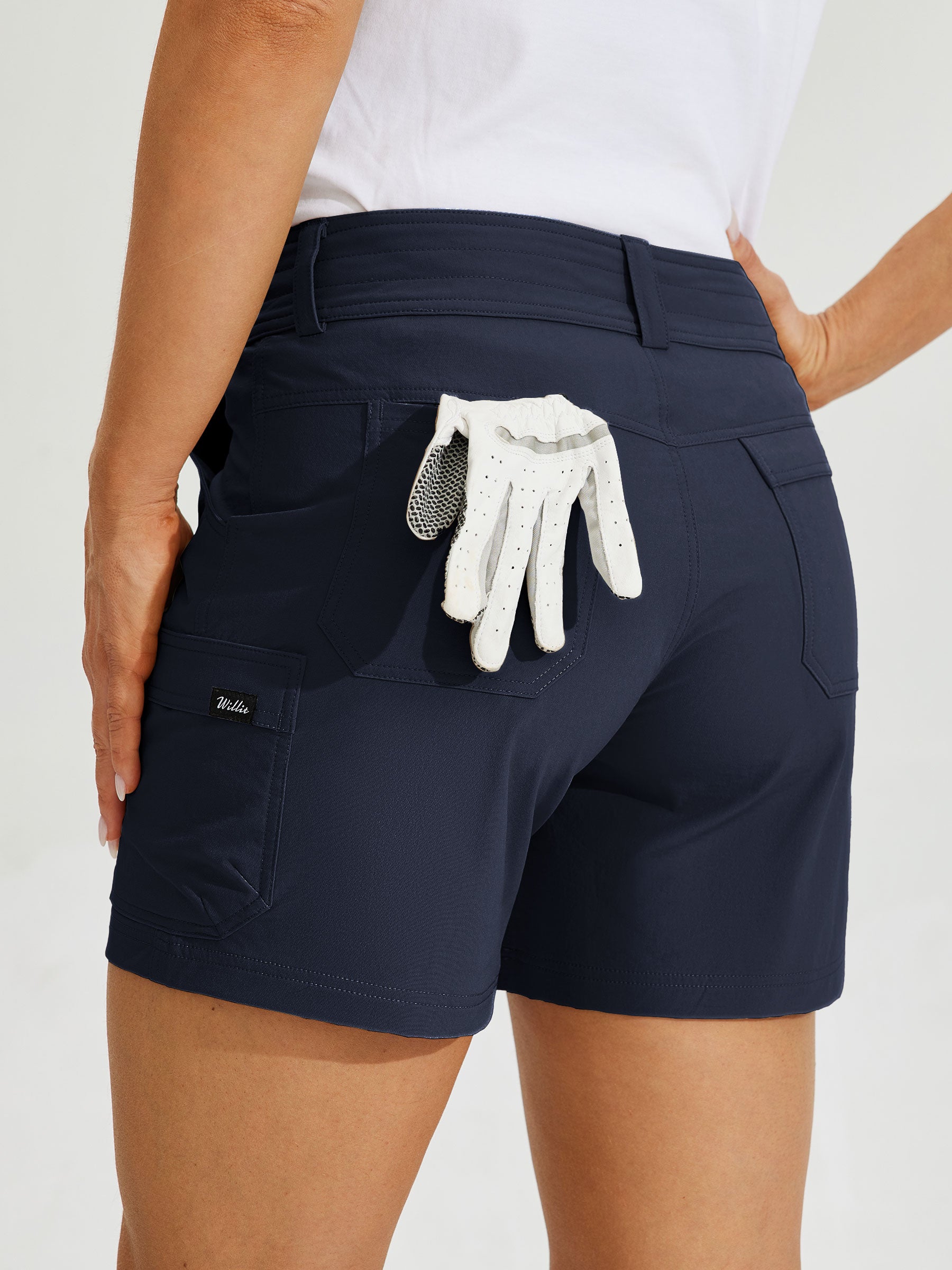 Womens High Waist Cargo Shorts 5 Inch deep blue5