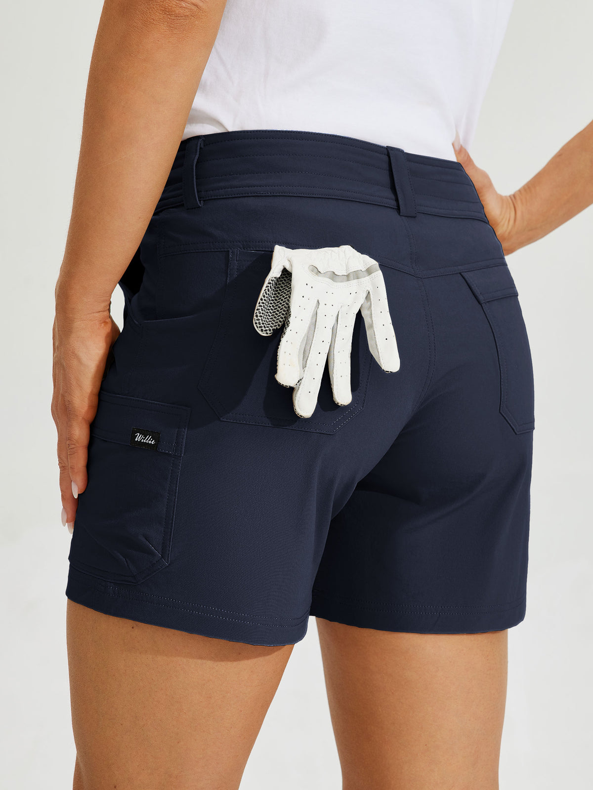 Womens High Waist Cargo Shorts 5 Inch deep blue5