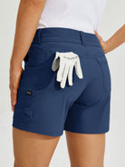 Womens High Waist Cargo Shorts 5 Inch navy5