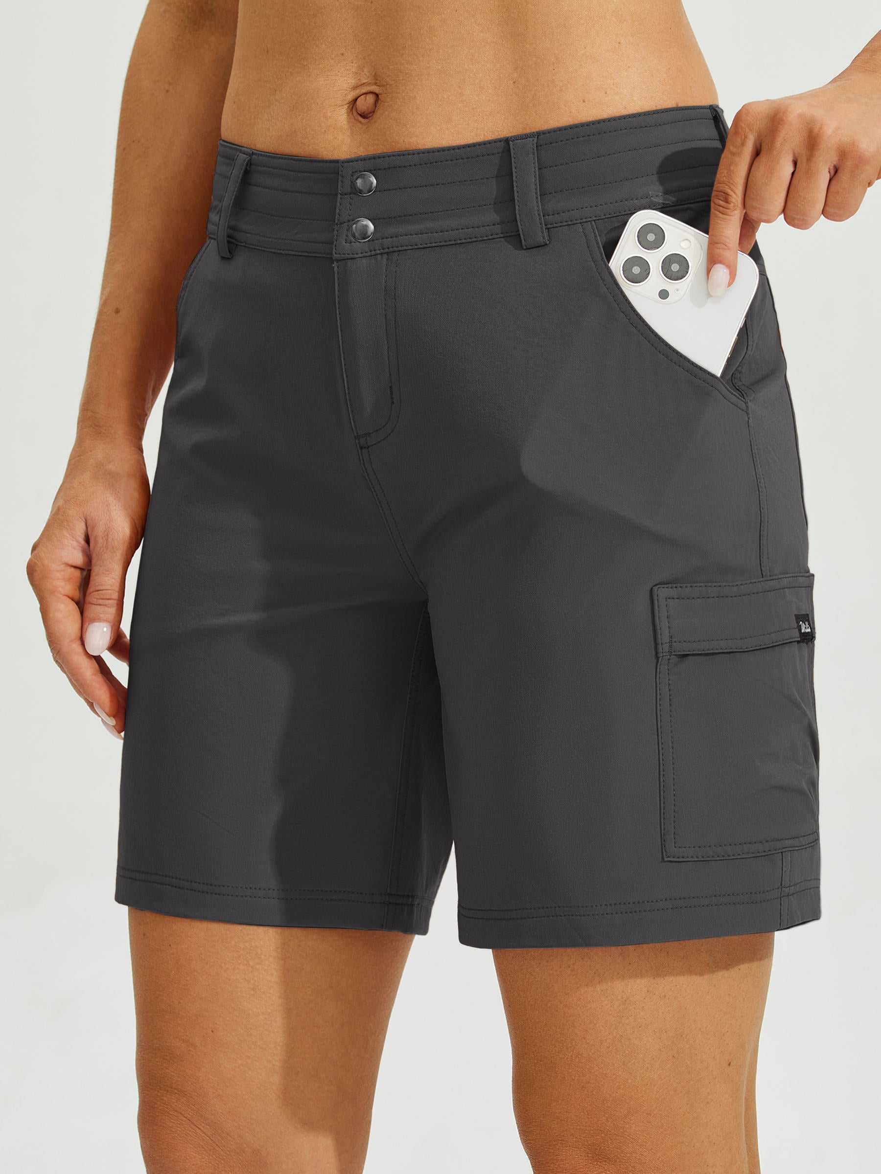 Womens High Waist Cargo Shorts 7 Inch deep gray1