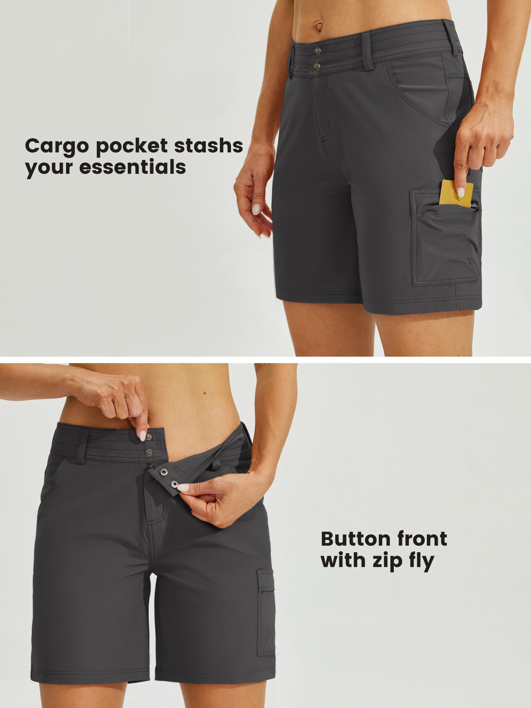 Womens High Waist Cargo Shorts 7 Inch deep gray5