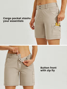 Womens High Waist Cargo Shorts 7 Inch khaki5