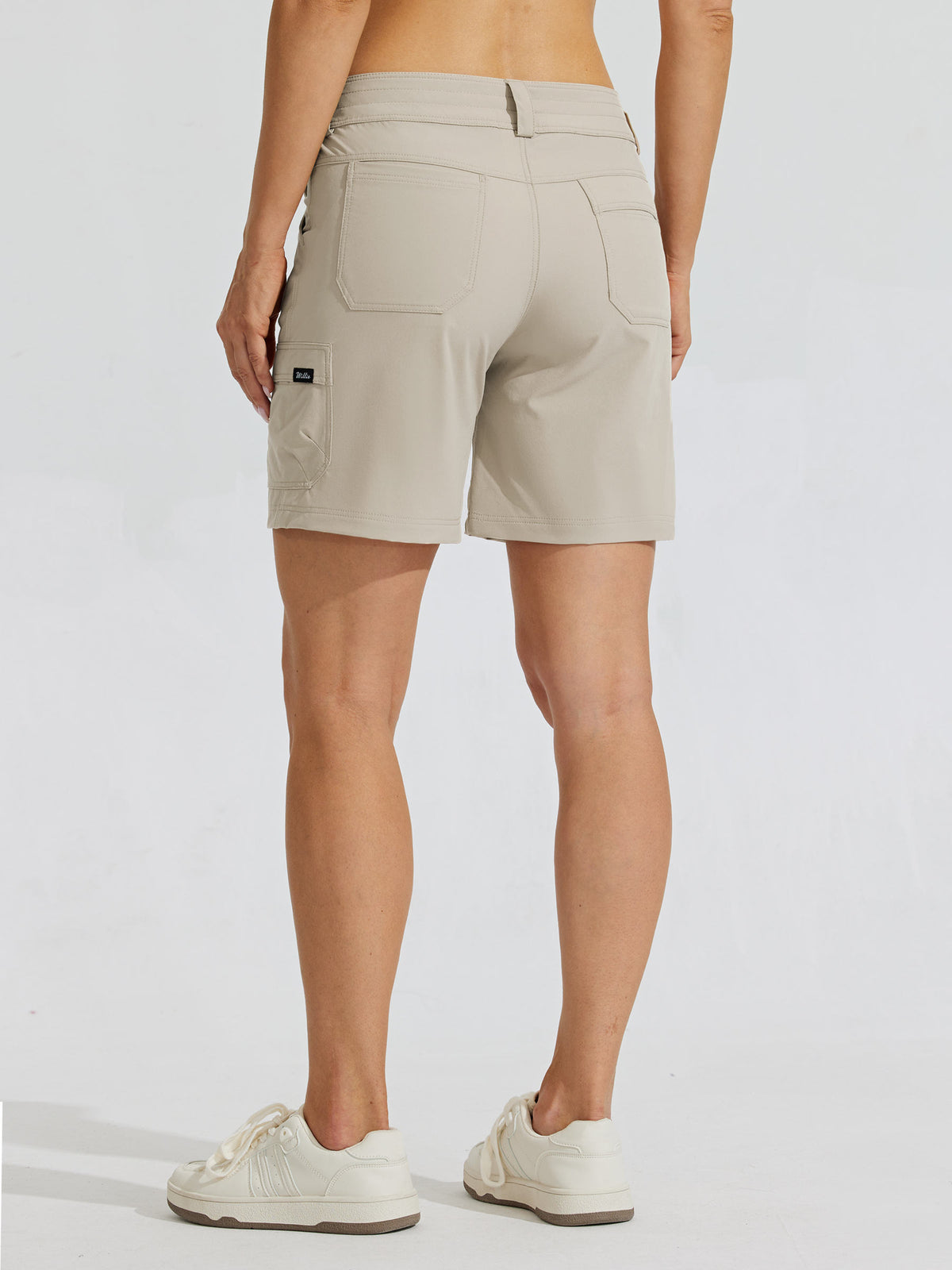 Womens High Waist Cargo Shorts 7 Inch khaki4