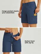 Womens High Waist Cargo Shorts 7 Inch navy5