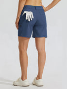 Womens High Waist Cargo Shorts 7 Inch navy4