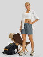 Willit Womens Stretch Shorts with Pockets in blue4