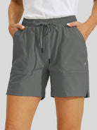 Willit Womens Stretch Shorts with Pockets in steel gray1