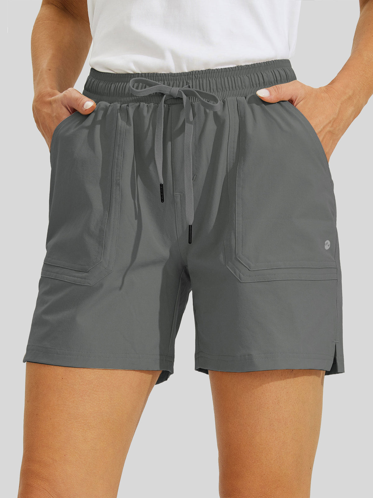 Willit Womens Stretch Shorts with Pockets in steel gray1