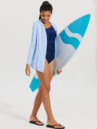 Women's Lightweight Cardigan_Blue_model4