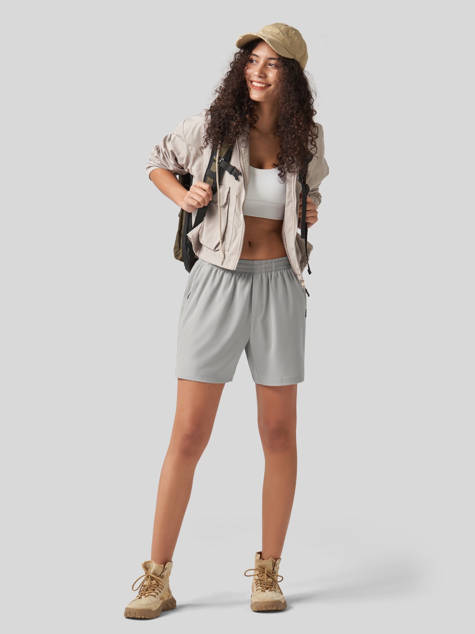 Willit Women's Active Trek Shorts 7 Inch in light gray5