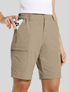 willit Womens Bermuda Cargo Shorts 10 Inch in deep khaki1