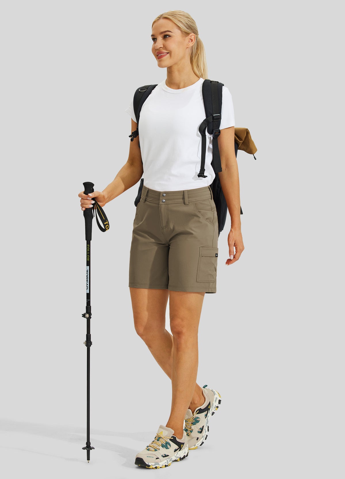 Willit Womens High Waist Cargo Shorts 7 Inch in deep khaki5