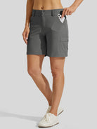 Willit Womens High Waist Cargo Shorts 7 Inch in gray1