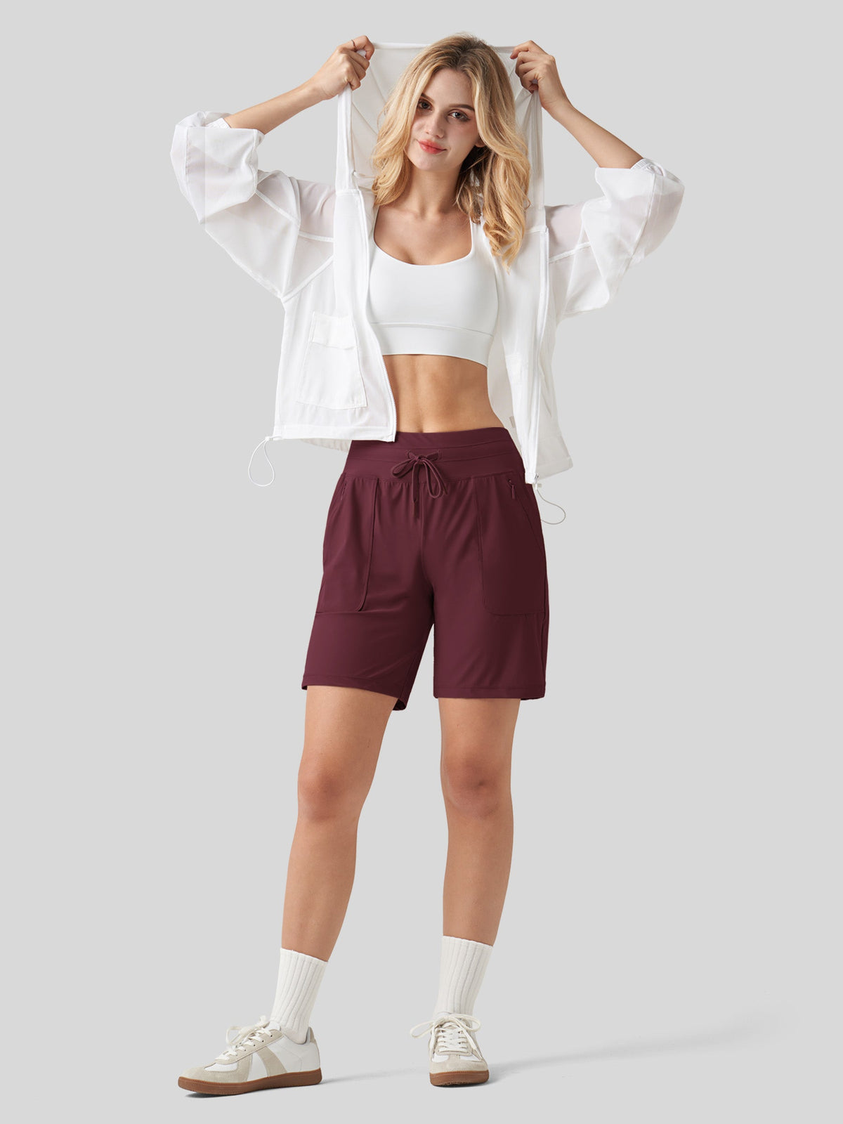 Willit Women's Quick-Dry Workout Shorts 7 Inch in winered4