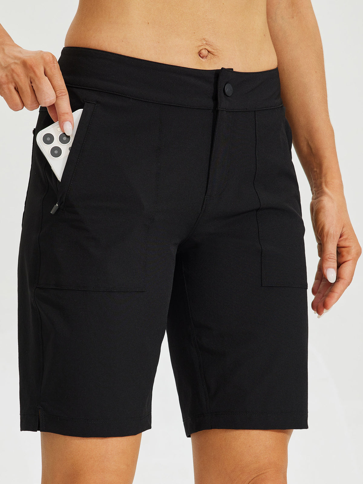 Womens Quick Dry Cargo Shorts black1