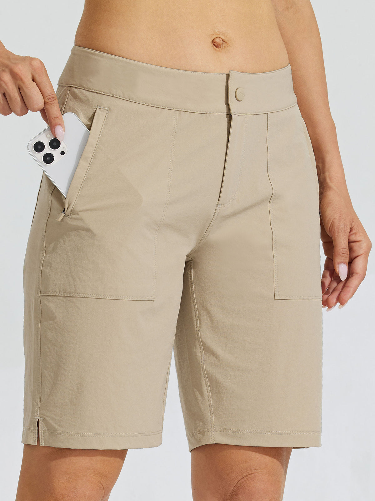 Womens Quick Dry Cargo Shorts khaki1
