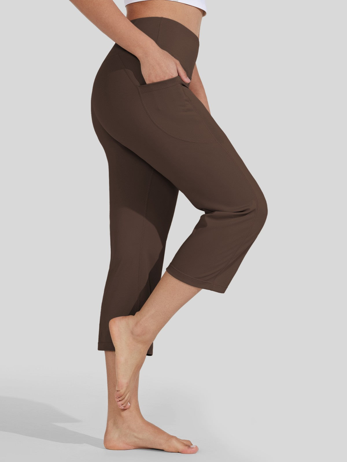 Willit Women's Straight Leg Capris Pants_light gray