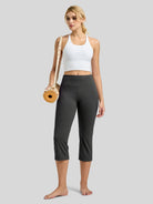 Willit Women's Straight Leg Capris Pants_dark gray