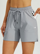 Womens Stretch Shorts with Pockets light gray3