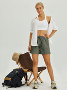Womens Stretch Shorts with Pockets sage green4