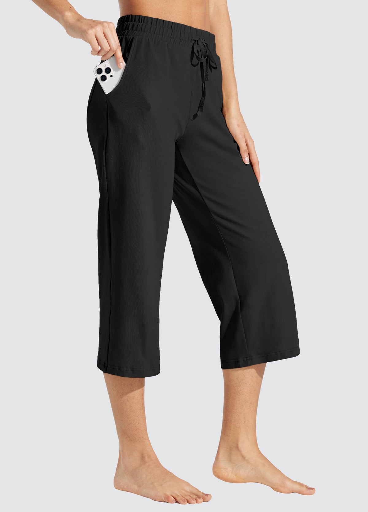 Womens Loose Capri Yoga Pants black