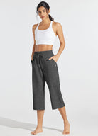 Womens Loose Capri Yoga Pants dark gray