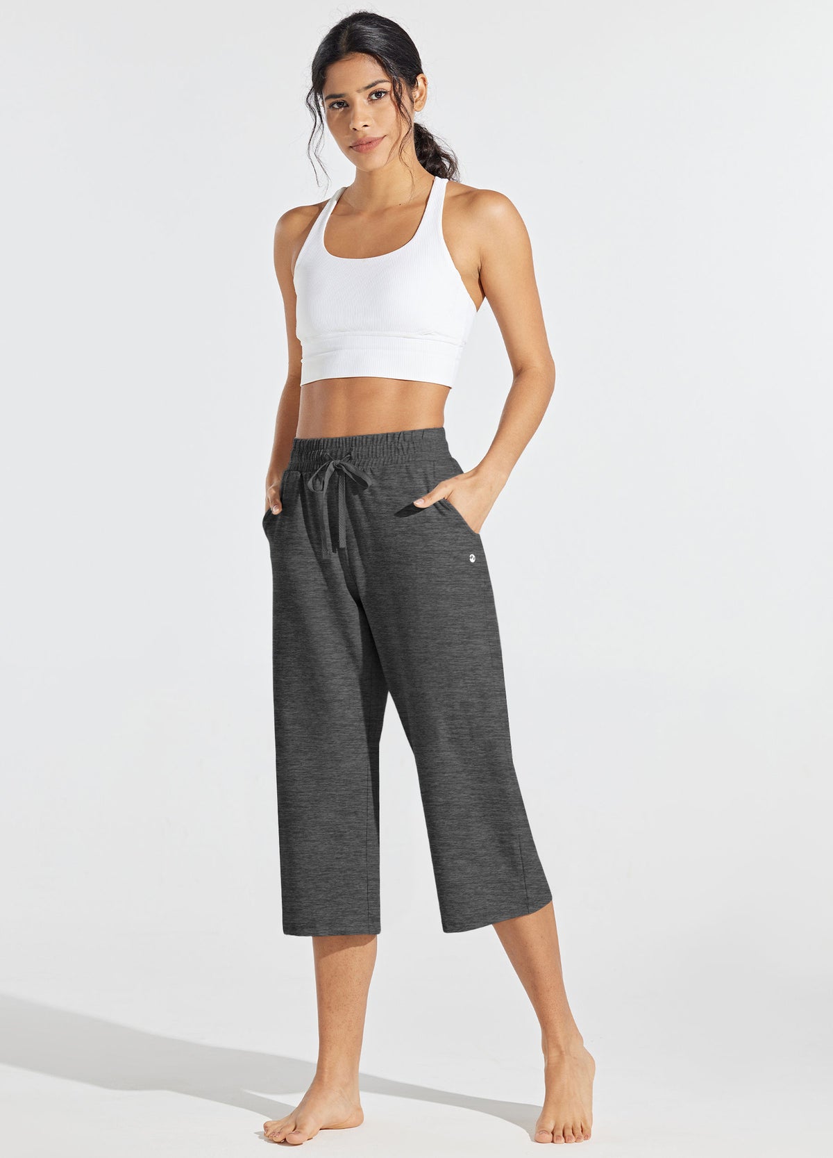 Womens Loose Capri Yoga Pants dark gray