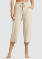 Womens Loose Capri Yoga Pants khaki