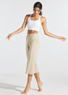 Womens Loose Capri Yoga Pants khaki