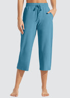 Womens Loose Capri Yoga Pants lake blue