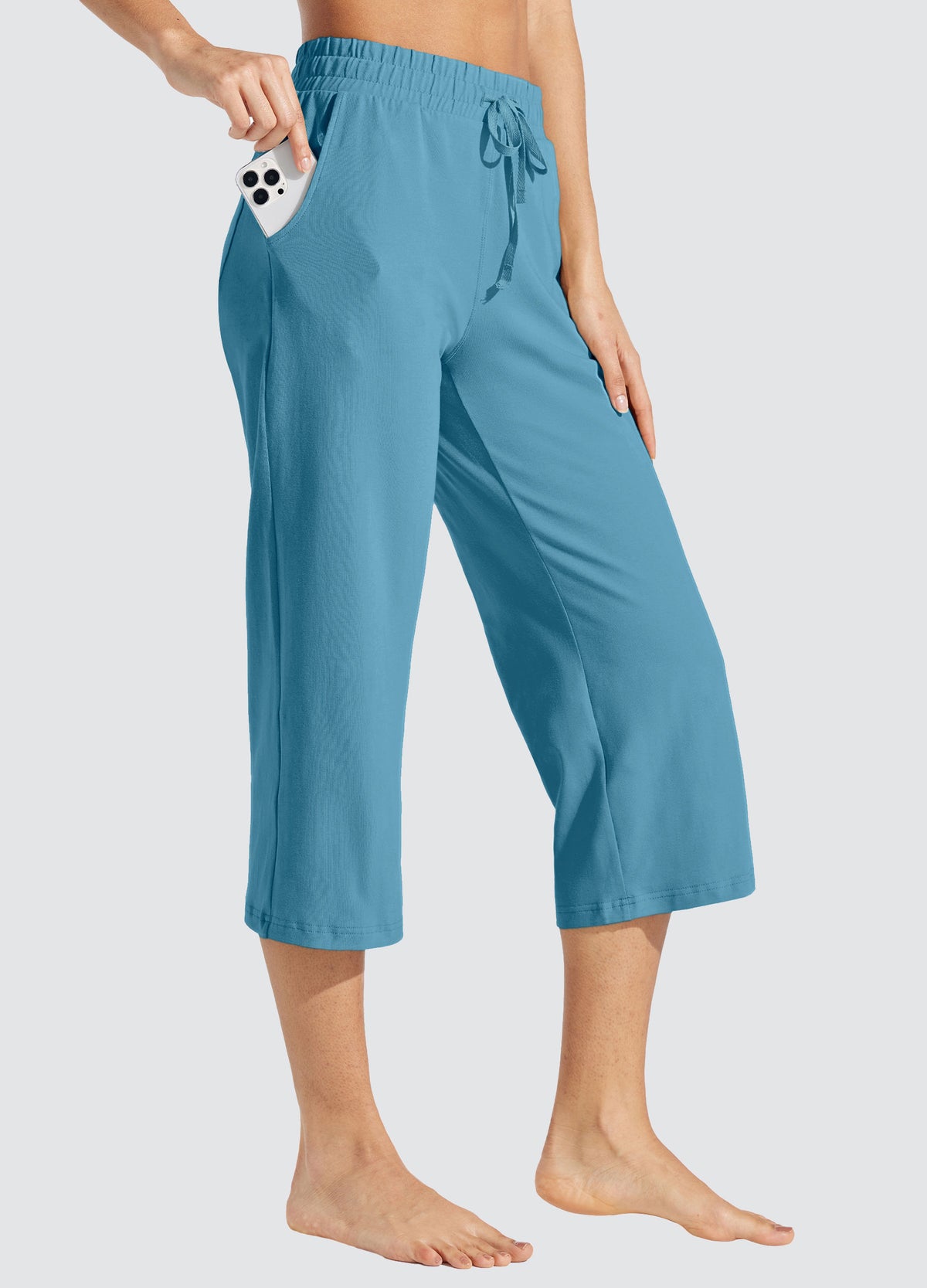 Womens Loose Capri Yoga Pants lake blue
