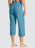 Womens Loose Capri Yoga Pants lake blue