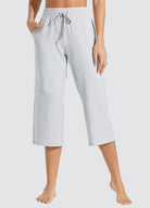 Womens Loose Capri Yoga Pants light gray