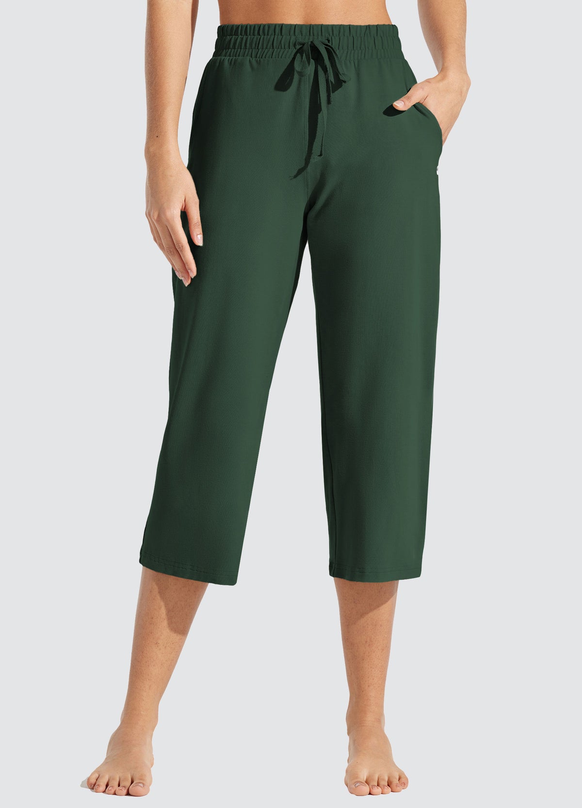 Womens Loose Capri Yoga Pants olive