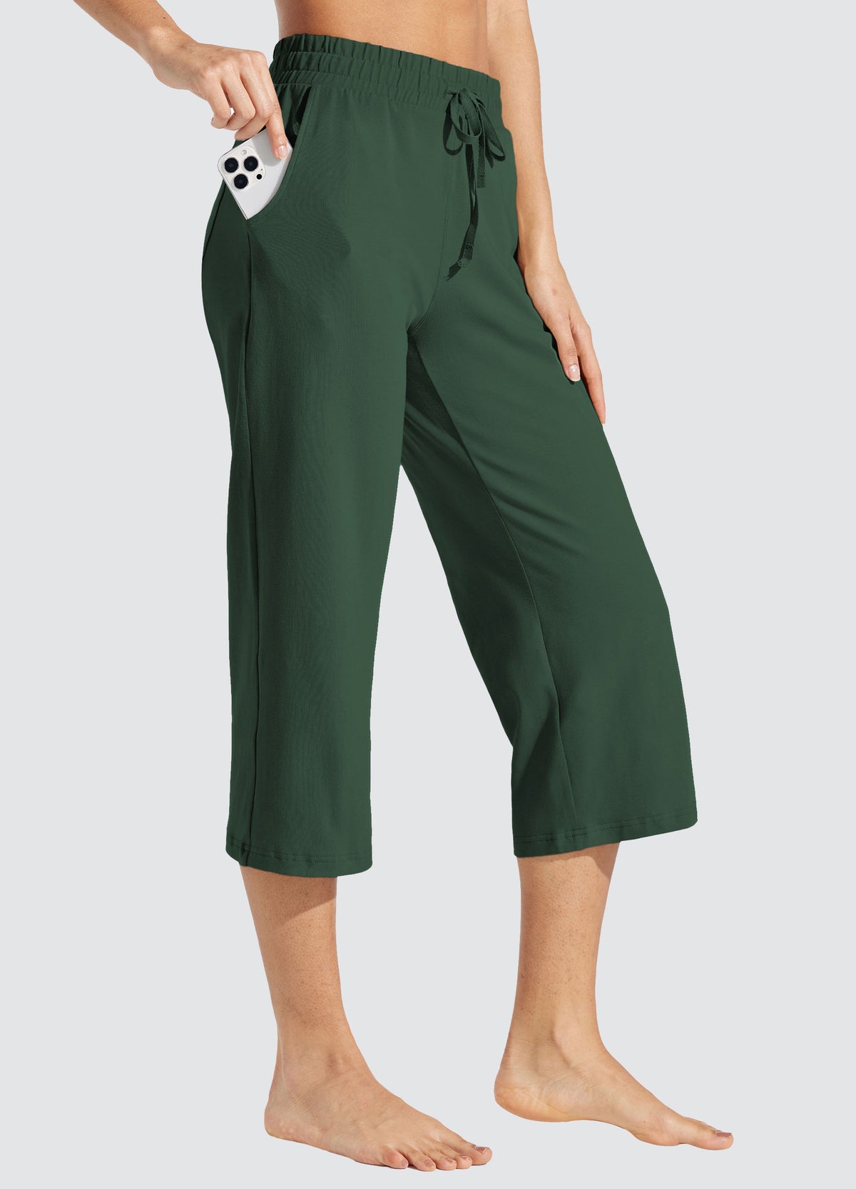 Womens Loose Capri Yoga Pants olive