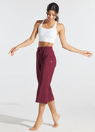 Womens Loose Capri Yoga Pants wine
