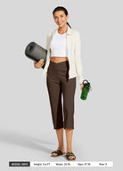 Womens Crossover Yoga Capris brown