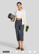Womens Crossover Yoga Capris deep gray