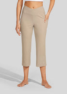 Womens Crossover Yoga Capris khaki