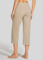 Womens Crossover Yoga Capris khaki
