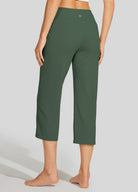 Womens Crossover Yoga Capris olive green